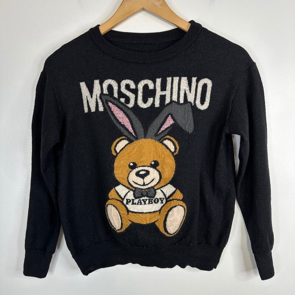 Moschino x Playboy Pullover Bunny Sweater 100% Virgin Wool XS